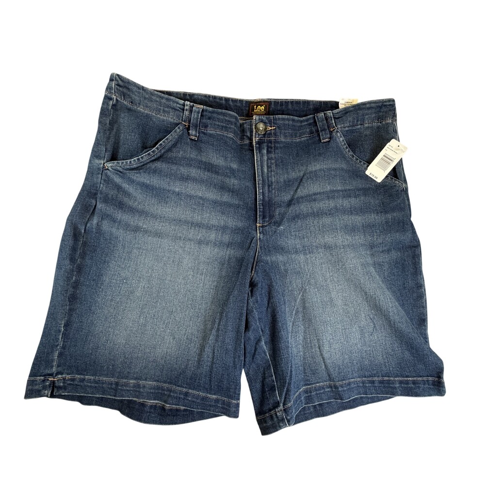 Lee Denim Bermuda Shorts Womens 18 Blue Stretch Regular Fit 9 In Inseam Casual